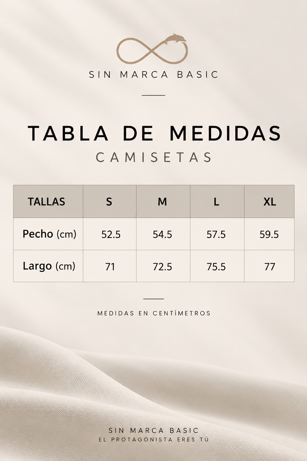 Tabla de medidas camisetas SIN MARCA BASIC